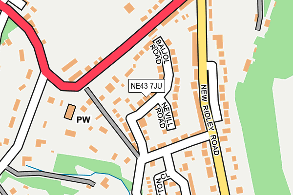 NE43 7JU map - OS OpenMap – Local (Ordnance Survey)