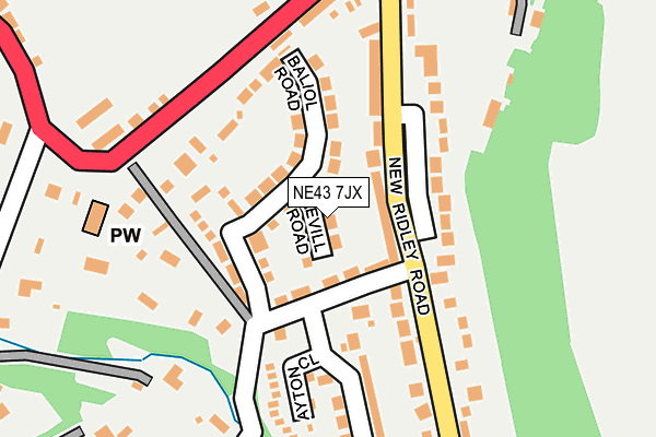 NE43 7JX map - OS OpenMap – Local (Ordnance Survey)