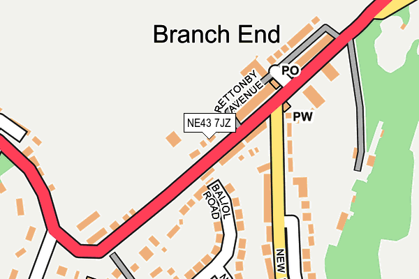 NE43 7JZ map - OS OpenMap – Local (Ordnance Survey)