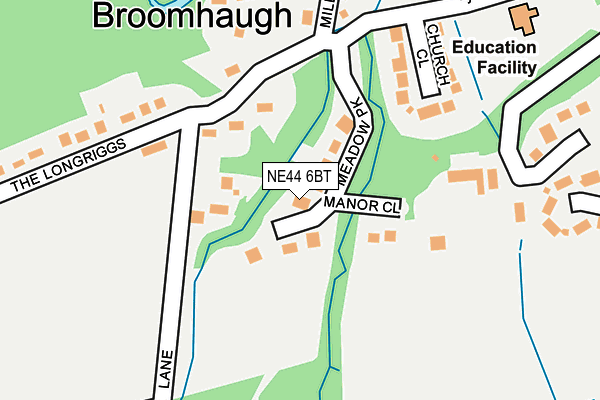 NE44 6BT map - OS OpenMap – Local (Ordnance Survey)