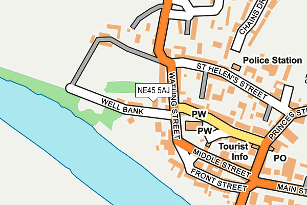 NE45 5AJ map - OS OpenMap – Local (Ordnance Survey)