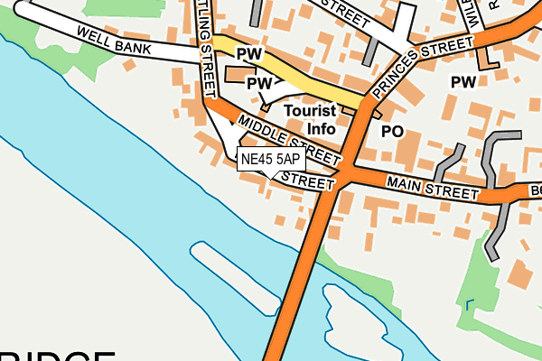 NE45 5AP map - OS OpenMap – Local (Ordnance Survey)