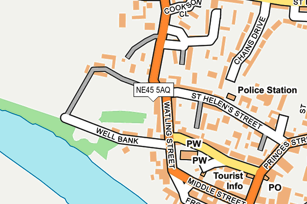 NE45 5AQ map - OS OpenMap – Local (Ordnance Survey)