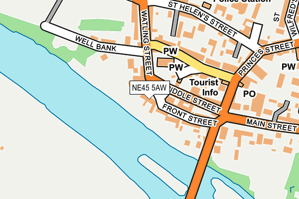 NE45 5AW map - OS OpenMap – Local (Ordnance Survey)