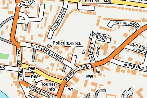 NE45 5BD map - OS OpenMap – Local (Ordnance Survey)