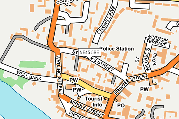 NE45 5BE map - OS OpenMap – Local (Ordnance Survey)