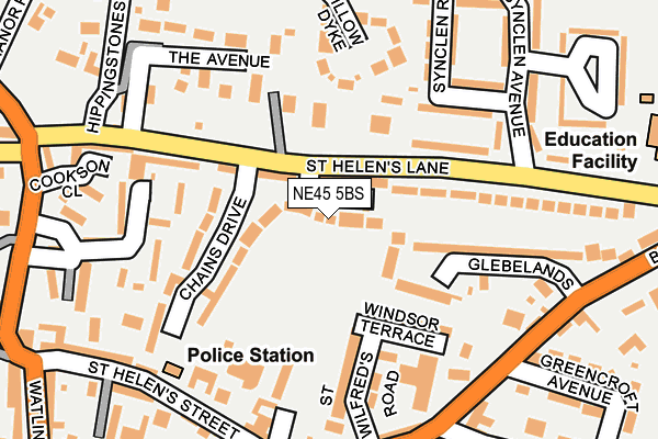 NE45 5BS map - OS OpenMap – Local (Ordnance Survey)