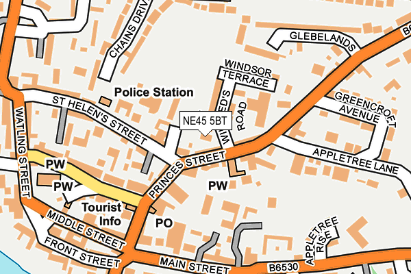 NE45 5BT map - OS OpenMap – Local (Ordnance Survey)