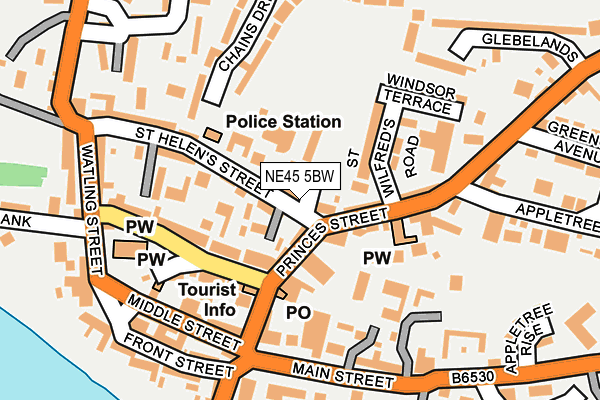 NE45 5BW map - OS OpenMap – Local (Ordnance Survey)