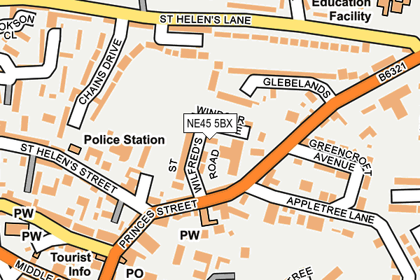 NE45 5BX map - OS OpenMap – Local (Ordnance Survey)