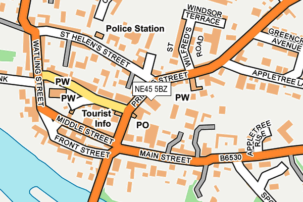 NE45 5BZ map - OS OpenMap – Local (Ordnance Survey)