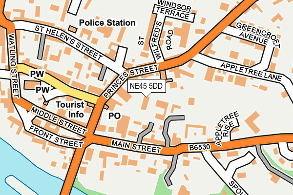 NE45 5DD map - OS OpenMap – Local (Ordnance Survey)