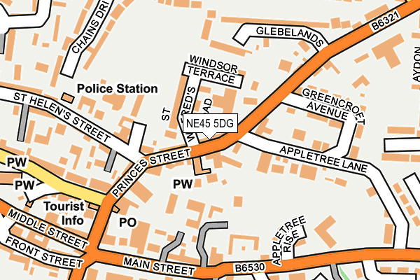 NE45 5DG map - OS OpenMap – Local (Ordnance Survey)