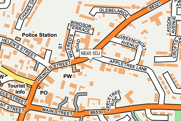 NE45 5DJ map - OS OpenMap – Local (Ordnance Survey)