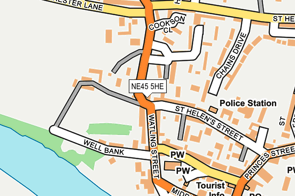NE45 5HE map - OS OpenMap – Local (Ordnance Survey)