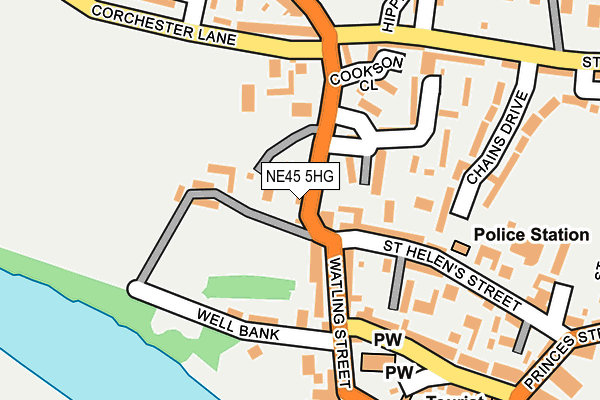 NE45 5HG map - OS OpenMap – Local (Ordnance Survey)