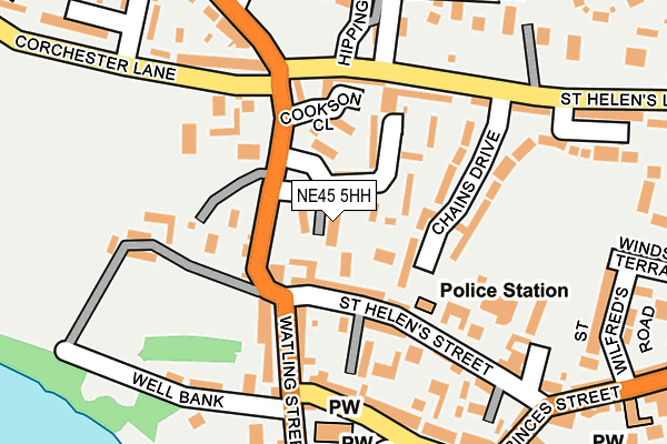 NE45 5HH map - OS OpenMap – Local (Ordnance Survey)