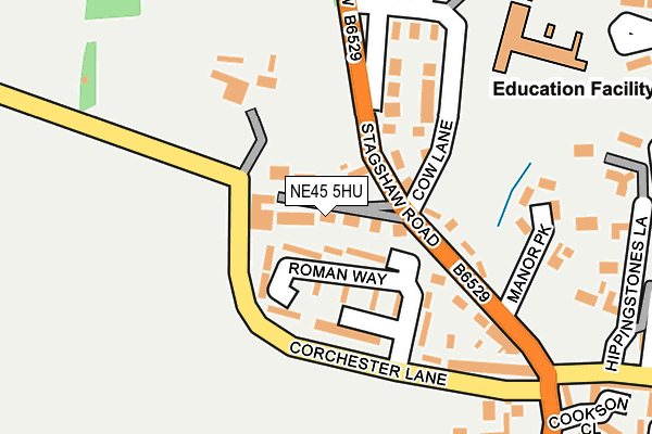 NE45 5HU map - OS OpenMap – Local (Ordnance Survey)