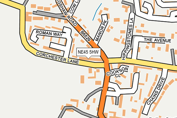 NE45 5HW map - OS OpenMap – Local (Ordnance Survey)