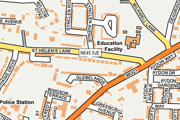 NE45 5JE map - OS OpenMap – Local (Ordnance Survey)