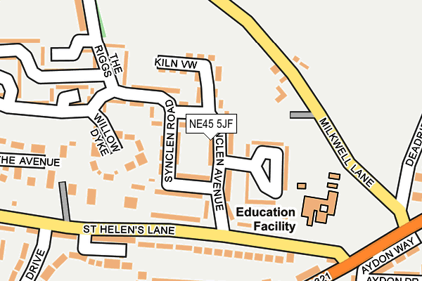 NE45 5JF map - OS OpenMap – Local (Ordnance Survey)