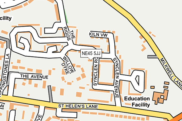 NE45 5JJ map - OS OpenMap – Local (Ordnance Survey)