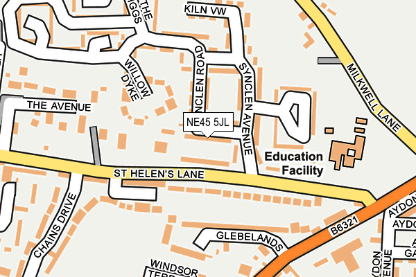 NE45 5JL map - OS OpenMap – Local (Ordnance Survey)