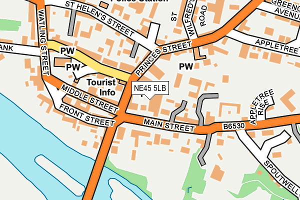 NE45 5LB map - OS OpenMap – Local (Ordnance Survey)