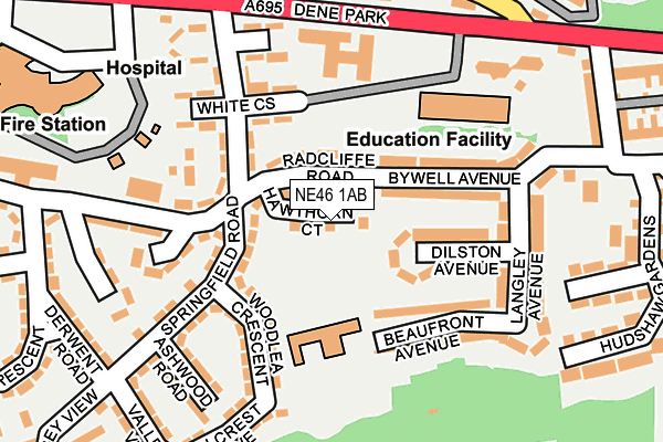 NE46 1AB map - OS OpenMap – Local (Ordnance Survey)