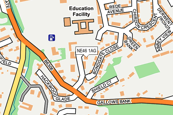 NE46 1AG map - OS OpenMap – Local (Ordnance Survey)