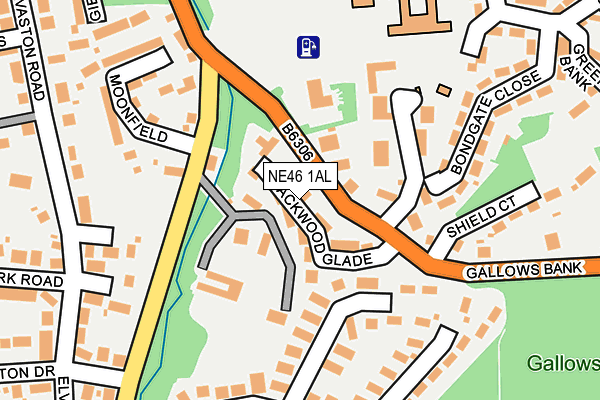 NE46 1AL map - OS OpenMap – Local (Ordnance Survey)