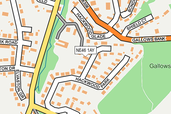 NE46 1AY map - OS OpenMap – Local (Ordnance Survey)