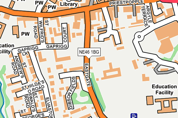 NE46 1BG map - OS OpenMap – Local (Ordnance Survey)