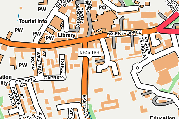 NE46 1BH map - OS OpenMap – Local (Ordnance Survey)