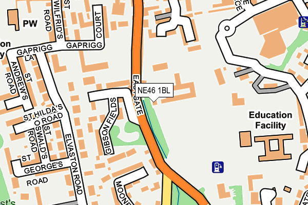 NE46 1BL map - OS OpenMap – Local (Ordnance Survey)