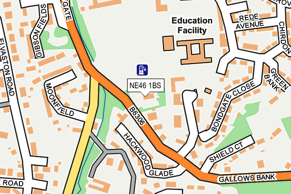 NE46 1BS map - OS OpenMap – Local (Ordnance Survey)
