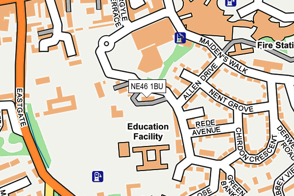 NE46 1BU map - OS OpenMap – Local (Ordnance Survey)