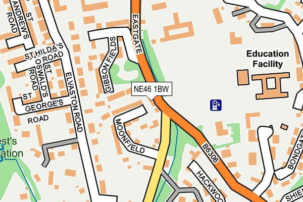NE46 1BW map - OS OpenMap – Local (Ordnance Survey)