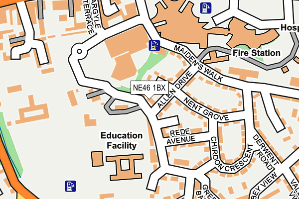 NE46 1BX map - OS OpenMap – Local (Ordnance Survey)