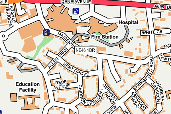 NE46 1DR map - OS OpenMap – Local (Ordnance Survey)