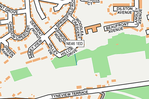 NE46 1ED map - OS OpenMap – Local (Ordnance Survey)