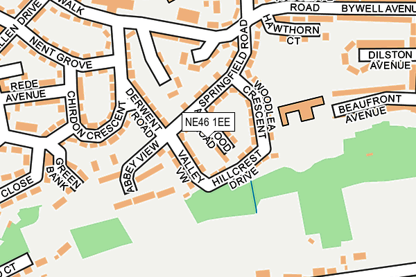NE46 1EE map - OS OpenMap – Local (Ordnance Survey)