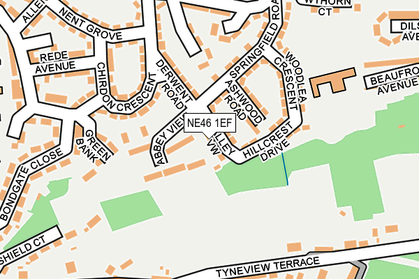NE46 1EF map - OS OpenMap – Local (Ordnance Survey)