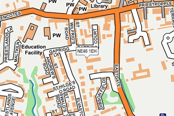NE46 1EH map - OS OpenMap – Local (Ordnance Survey)