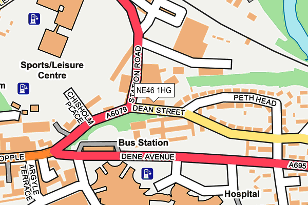 NE46 1HG map - OS OpenMap – Local (Ordnance Survey)