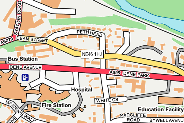 NE46 1HJ map - OS OpenMap – Local (Ordnance Survey)