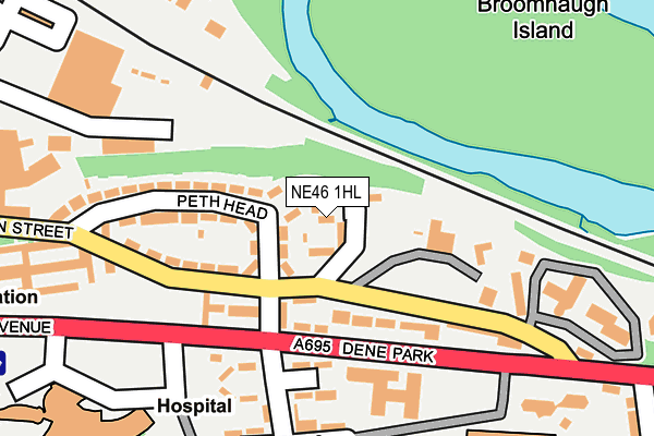 NE46 1HL map - OS OpenMap – Local (Ordnance Survey)