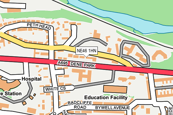 NE46 1HN map - OS OpenMap – Local (Ordnance Survey)