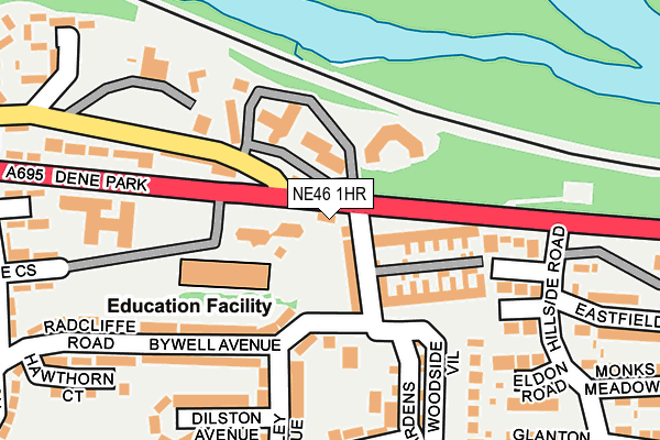 NE46 1HR map - OS OpenMap – Local (Ordnance Survey)