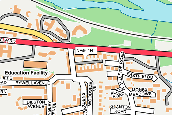 NE46 1HT map - OS OpenMap – Local (Ordnance Survey)